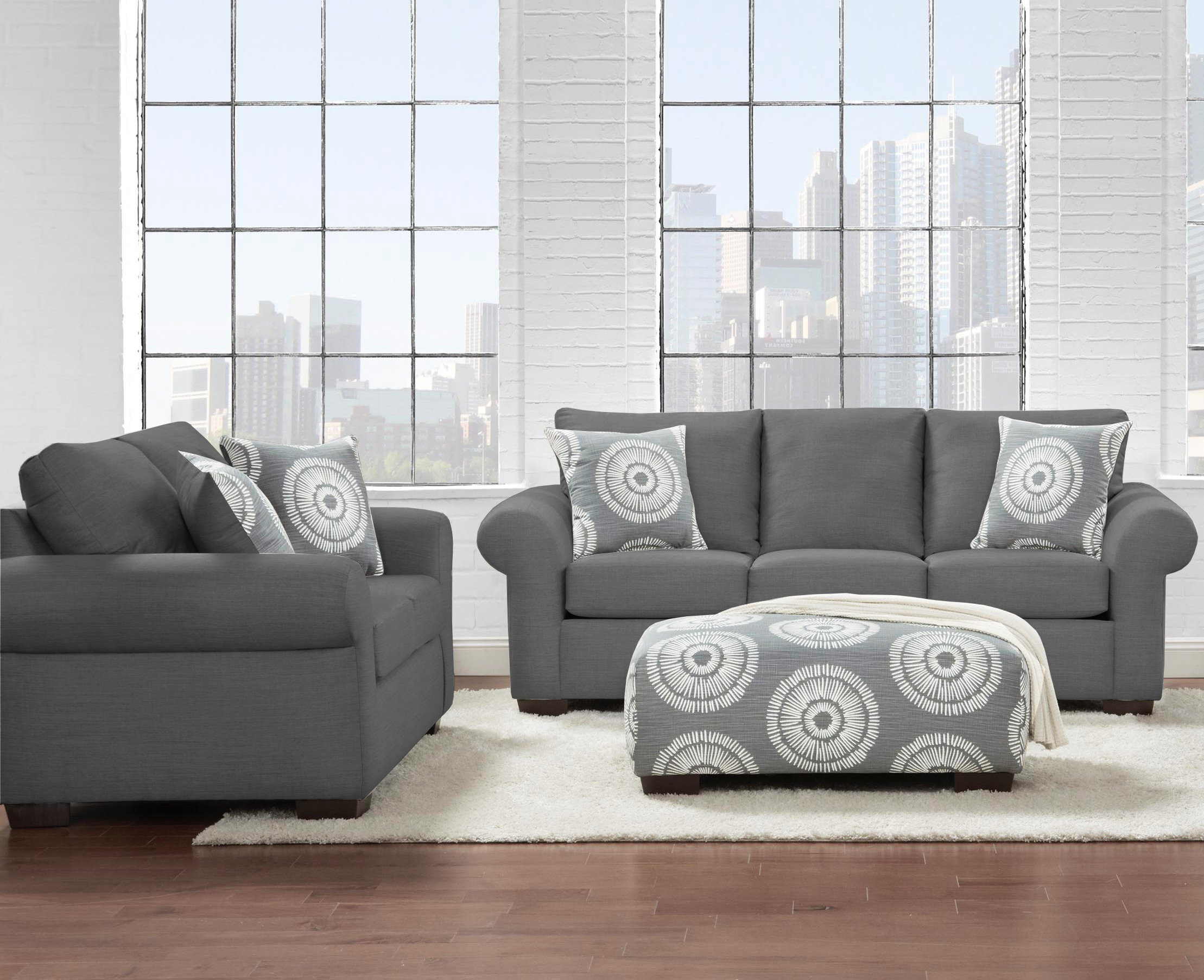 Wildon Home® Houser 2pc Set: Sofa & Loveseat, Charcoal | Wayfair